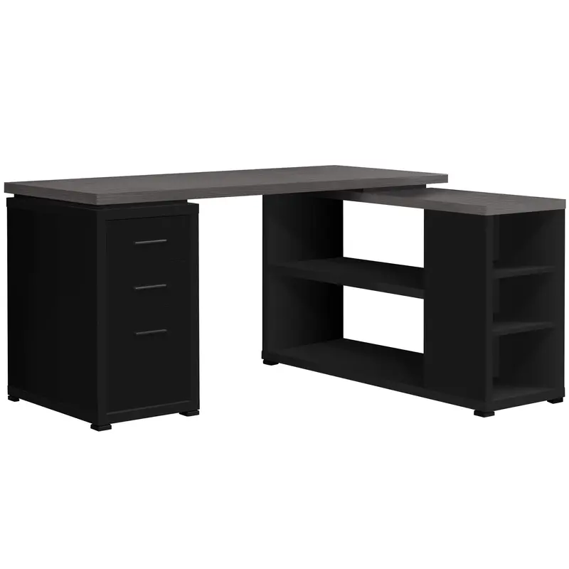 Black Grey Particle Board Hollow Core Computer Desk With A Grey Top By Homeroots