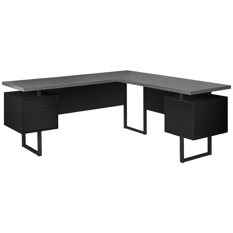 Black Grey Particle Board Hollow Core Metal Computer Desk By Homeroots - 333530