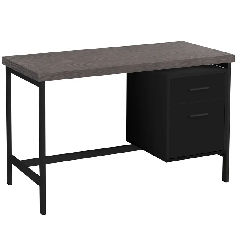 Black Grey Particle Board Hollow Core Metal Computer Desk By Homeroots - 333535