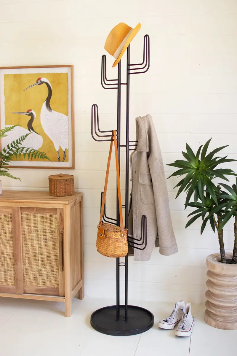 Black Iron Cactus Coat Tower - Kd Not Freight By Kalalou