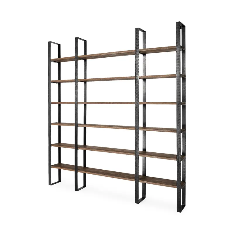 Black Iron Framed Wooden Shelving Unit By Homeroots