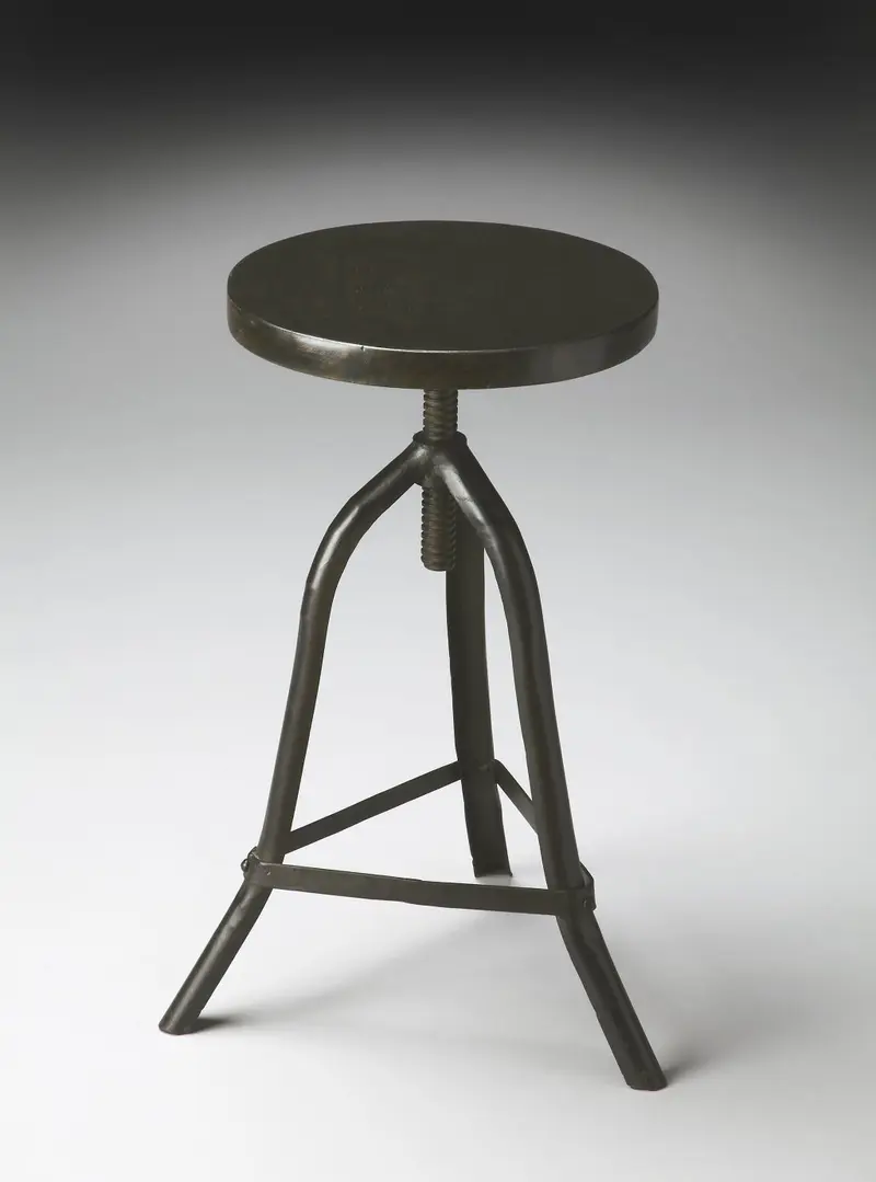 Black Iron Revolving Round Stool By Homeroots