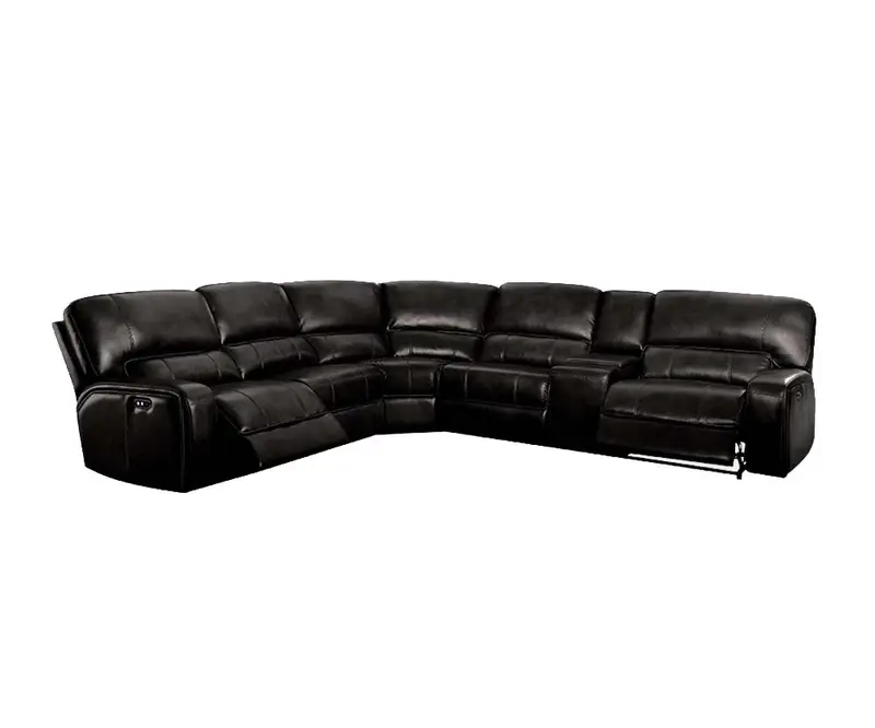 Black Leather-Aire Upholstery Metal Reclining Mechanism Sectional Sofa (Power MotionUSB Dock) By Homeroots