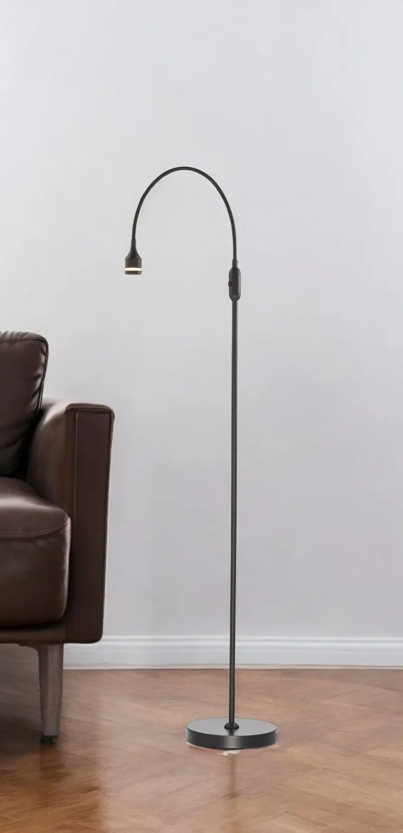 Black LED Arched Floor Lamp With Black Drum By Homeroots