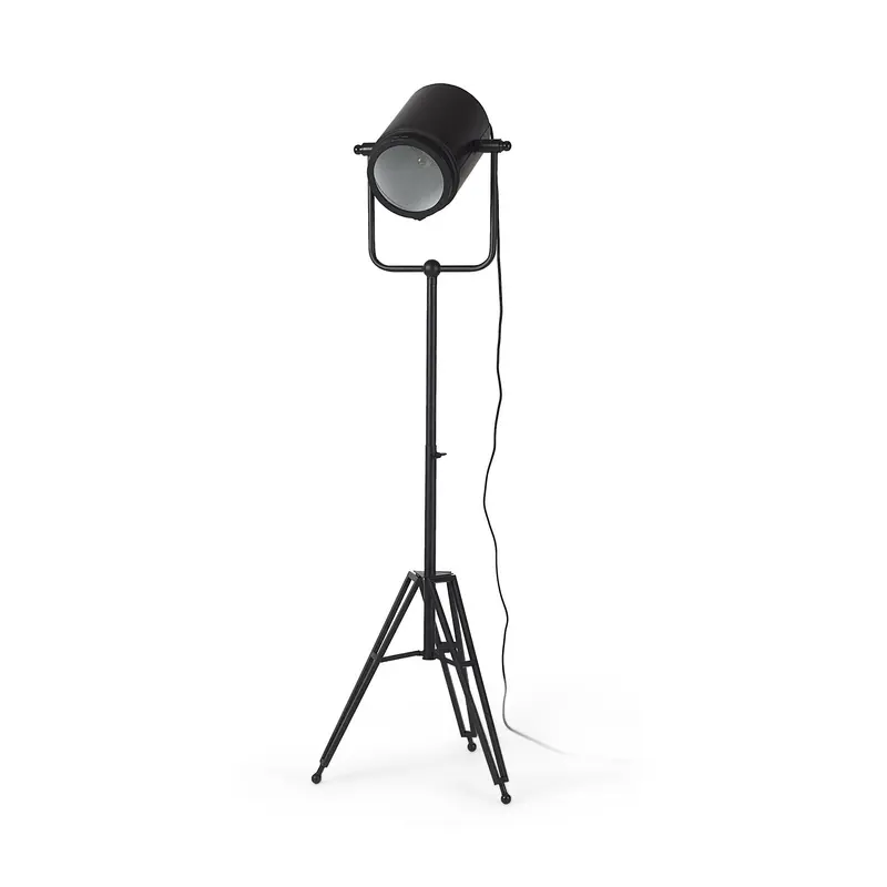 Black LED Floor Lamp With Black Metal Shade By Homeroots