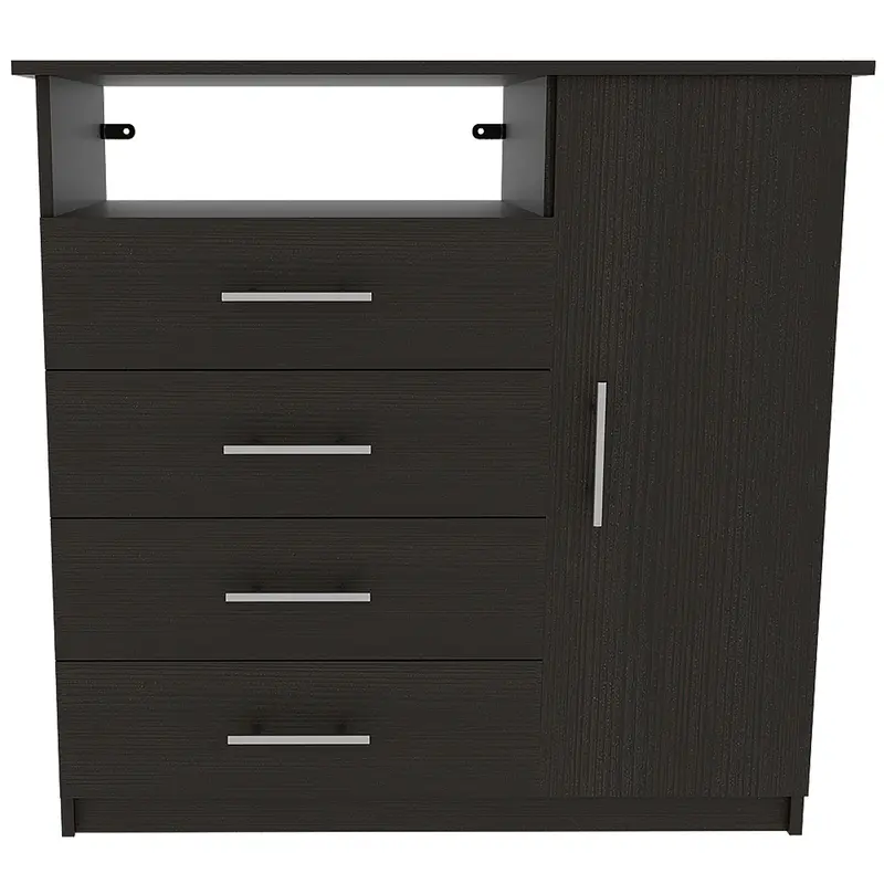 Black Manufactured Wood Four Drawer Combo Dresser By Homeroots
