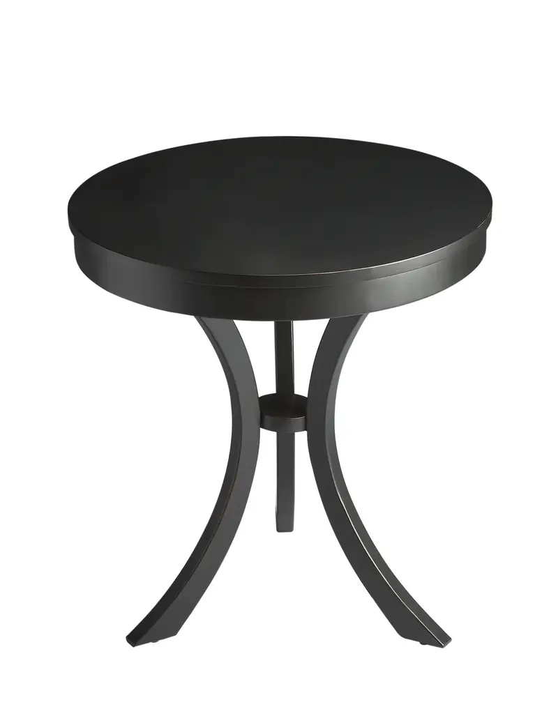 Black Manufactured Wood Round End Table By Homeroots