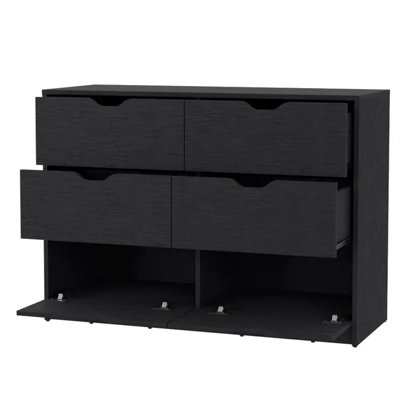 Black Manufactured Wood Six Drawer Modern Dresser By Homeroots