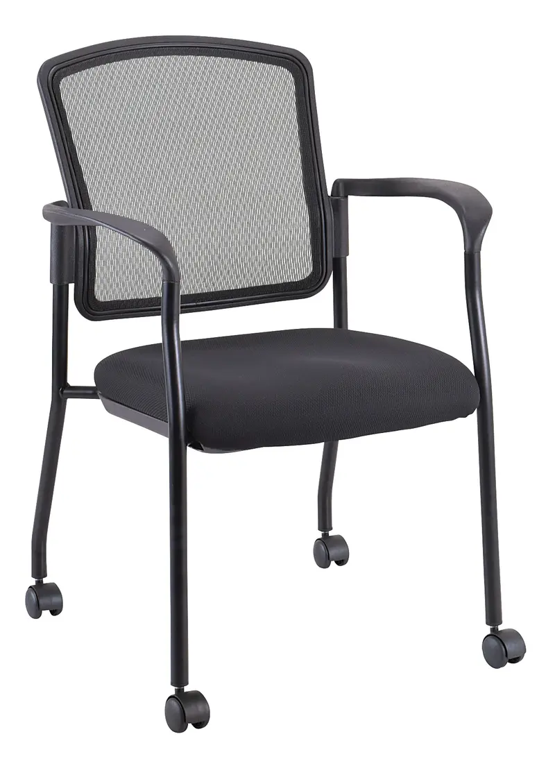 Black Mesh Fabric Rolling Guest Arm Chair By Homeroots