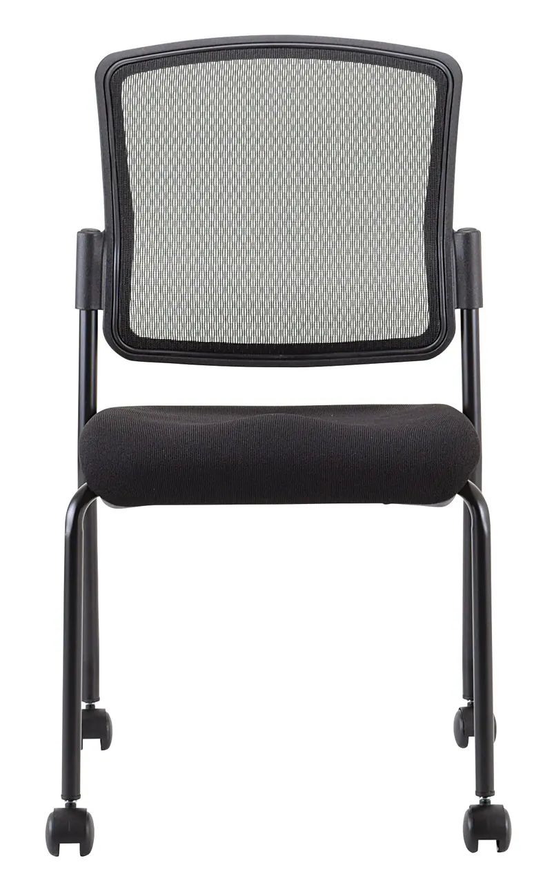 Black Mesh Fabric Rolling Guest Chair By Homeroots