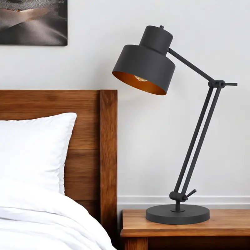 Black Metal Adjustable Desk Table Lamp By Homeroots