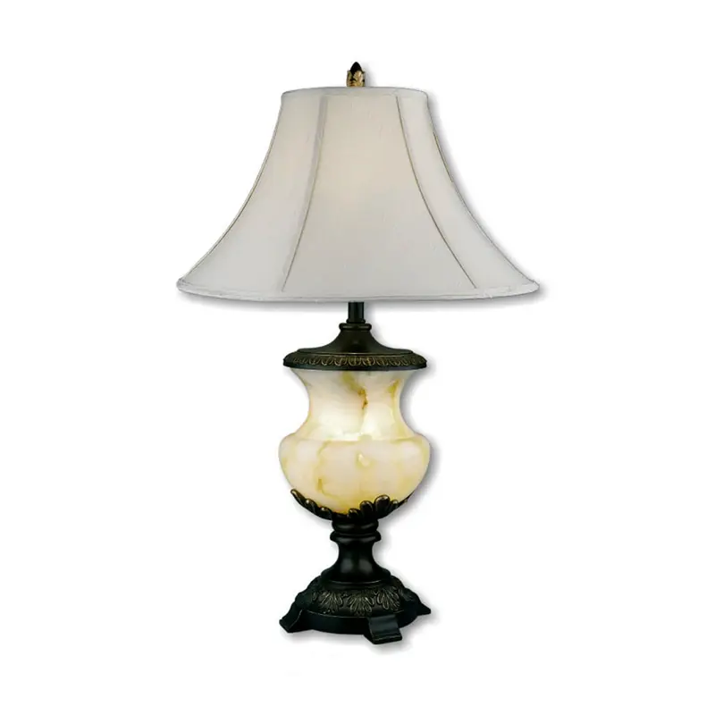 Black Metal and Alabaster Table Lamp By Homeroots