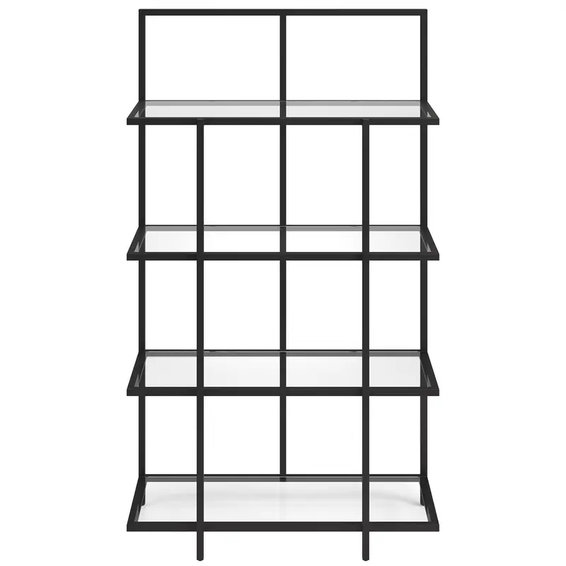 Black Metal And Glass Four Tier Etagere Bookcase By Homeroots