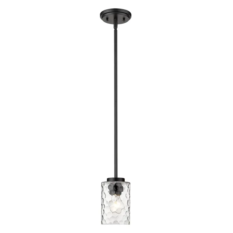 Black Metal and Glass Mini Pendant Hanging Light By Homeroots