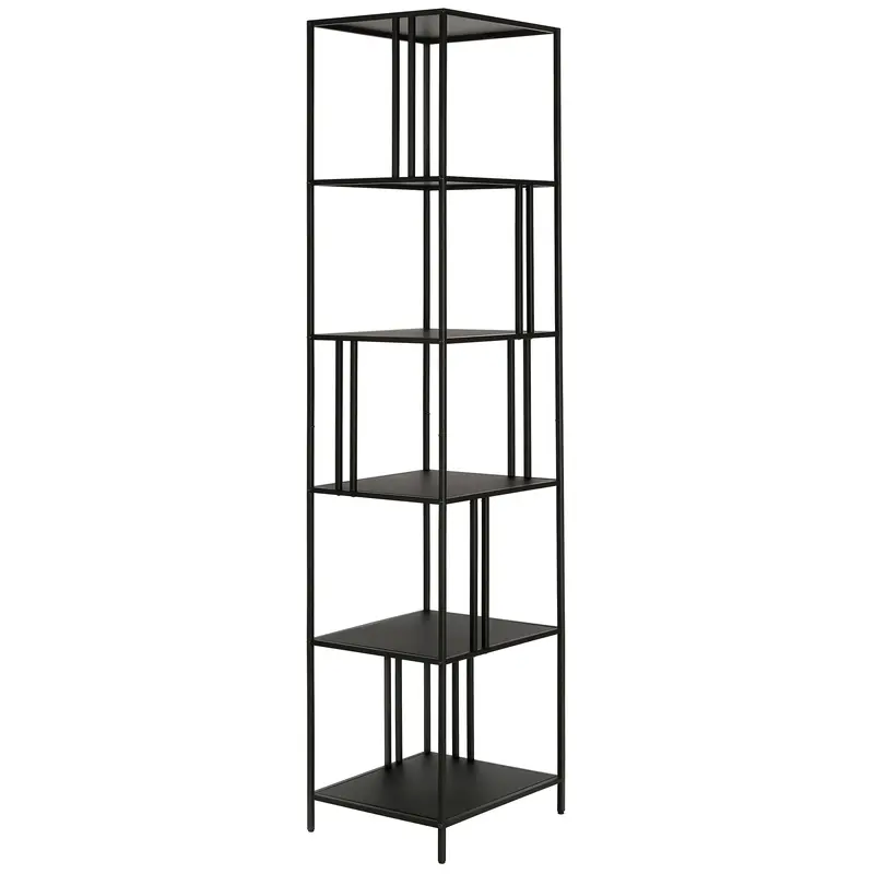 Black Metal Five Tier Etagere Bookcase By Homeroots