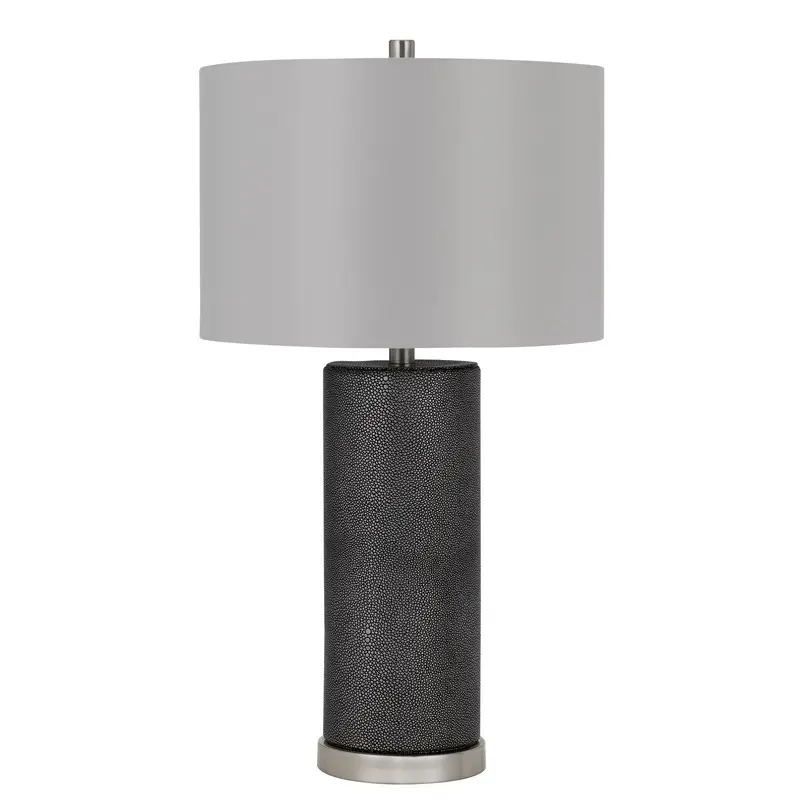 Black Metal Table Lamp With Gray Drum Shade By Homeroots