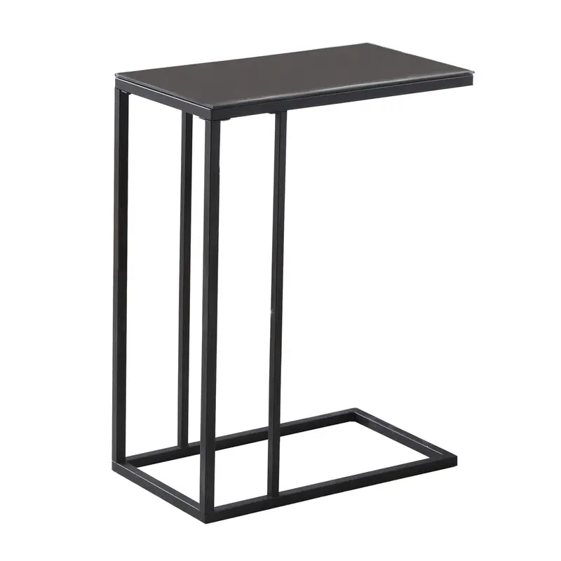 Black Metal Tempered Glass Accent Table By Homeroots - 333018