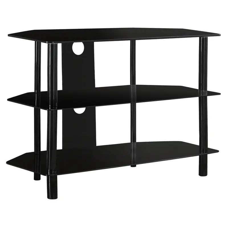 Black Metal Tempered Glass TV Stand By Homeroots