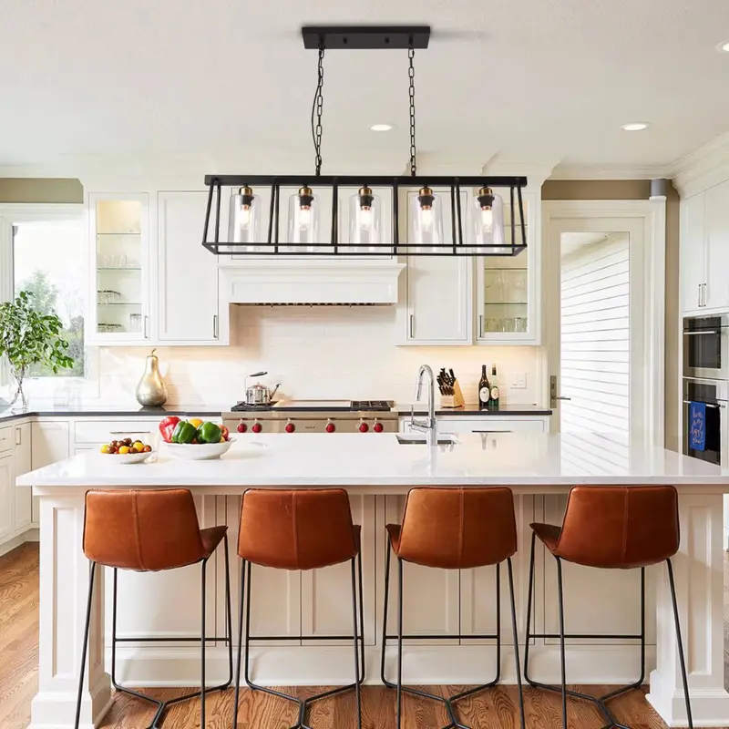 Black Modern Farmhouse Five Light Hanging Chandelier By Homeroots- do not publish