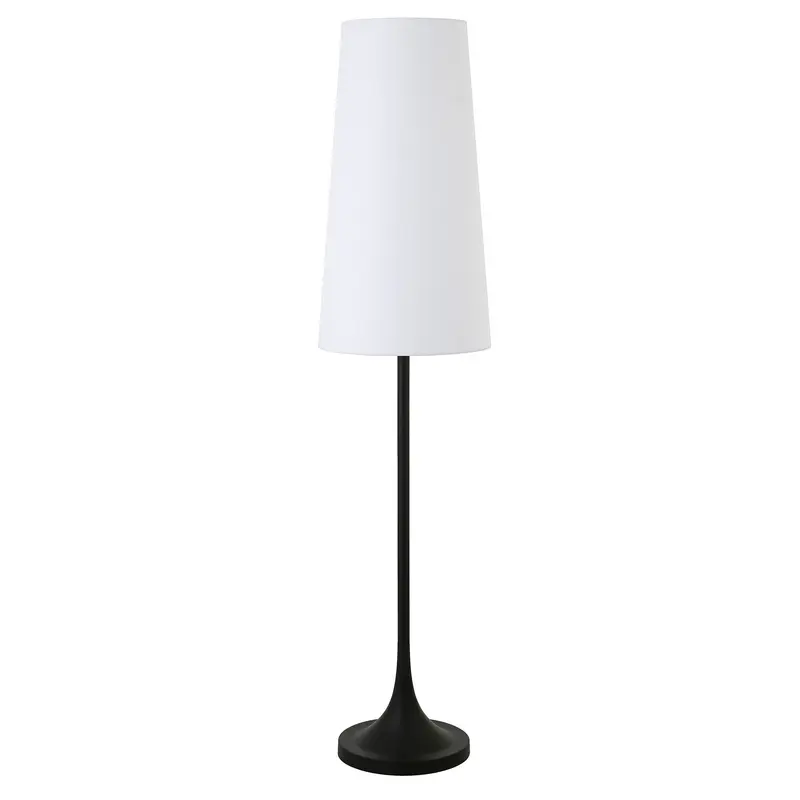 Black Novelty Floor Lamp With White Frosted Glass Drum Shade By Homeroots