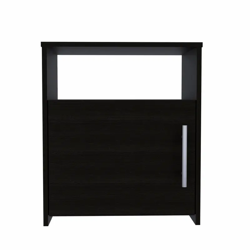 Black One Cabinet Faux Wood Nightstand By Homeroots