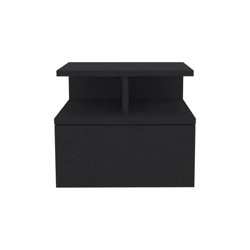 Black One Drawer Faux Wood Floating Nightstand By Homeroots