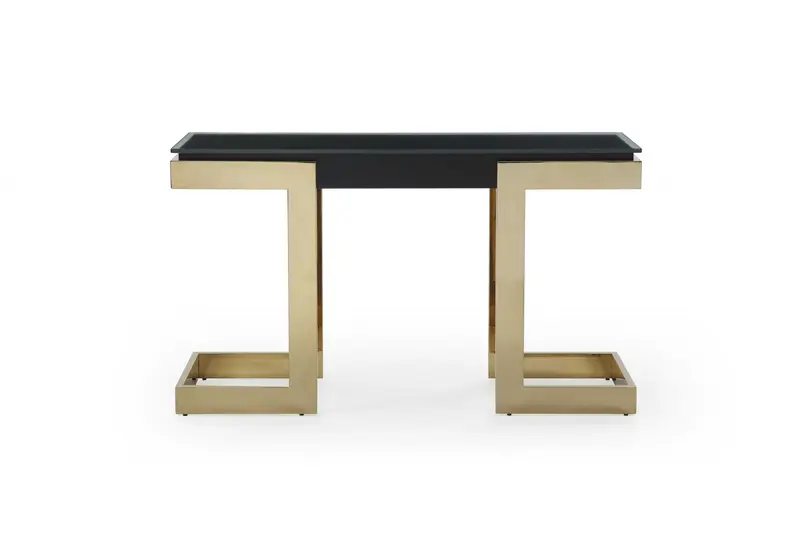 Black Polished Gold Stainless Console By Homeroots