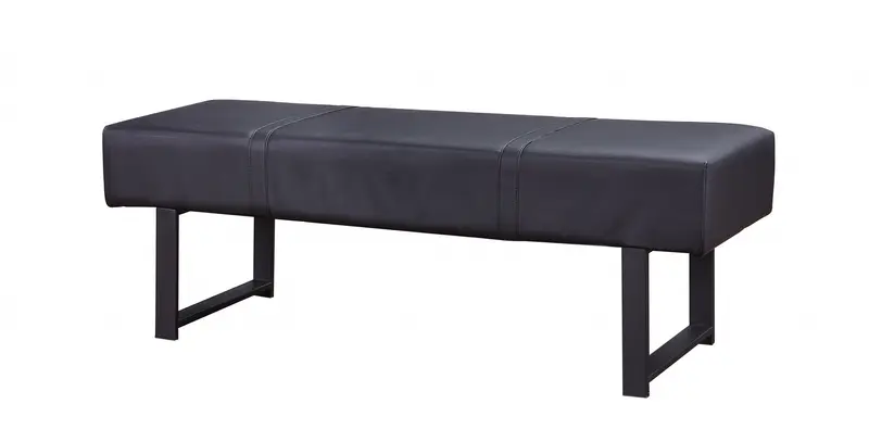 Black PU Sandy Gray Metal Upholstered Seat Engineered Seat Bench By Homeroots