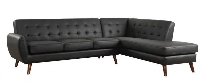Black PU Sectional Sofa By Homeroots