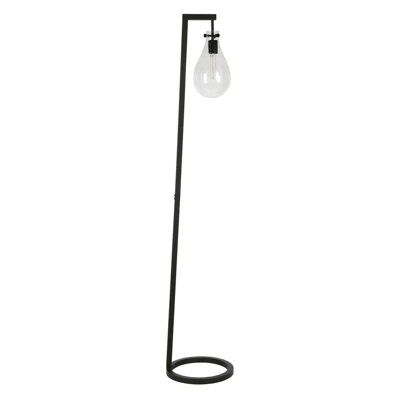 Black Reading Floor Lamp With Clear Seeded Glass Empire Shade By Homeroots