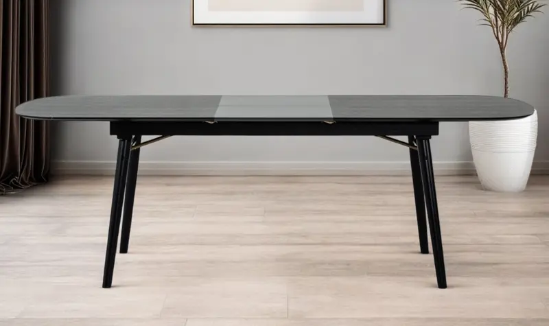Black Rectangular Manufactured Wood Butterfly Leaf Dining Table By Homeroots