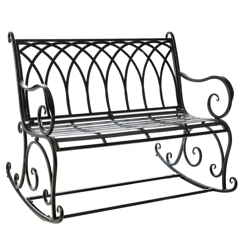 Black Rocking Garden Bench,8mb062