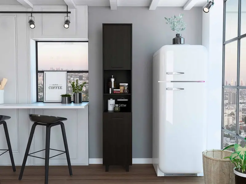 Black Sleek And Tall Pantry Cabinet By Homeroots