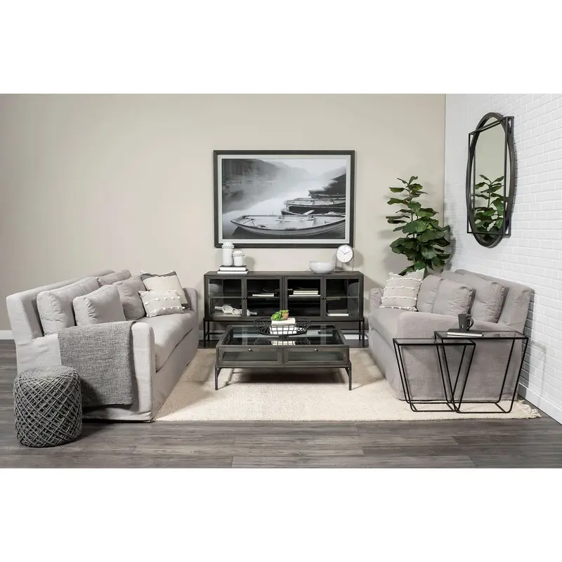 Black Solid Mango Wood Finish Sideboard With 4 Glass Cabinet Doors By Homeroots