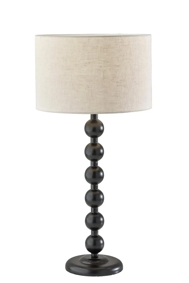 Black Solid Wood Candlestick Table Lamp With Off White Drum Shade By Homeroots