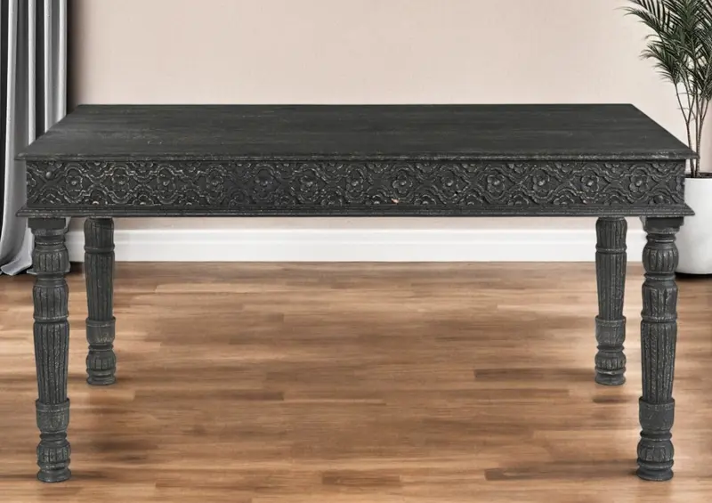Black Solid Wood Dining Table By Homeroots