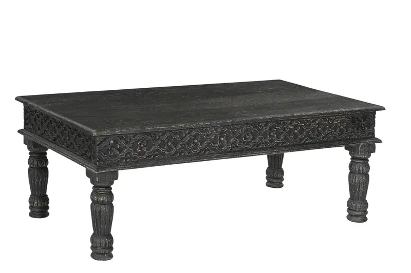 Black Solid Wood Distressed Coffee Table By Homeroots