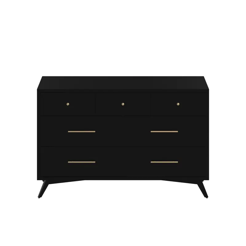 Black Solid Wood Seven Drawer Double Dresser By Homeroots