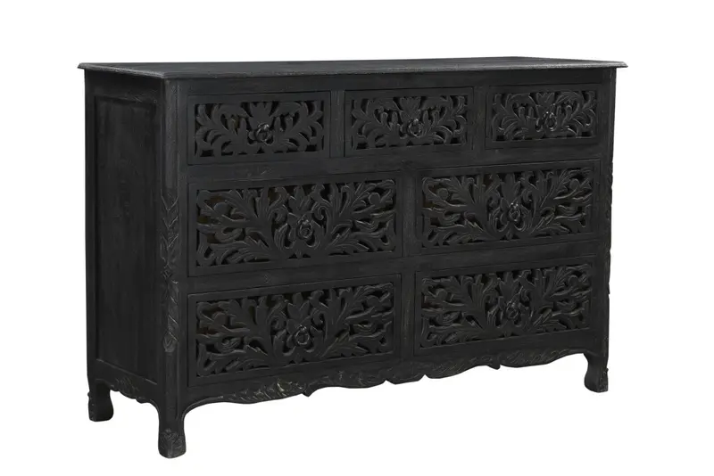 Black Solid Wood Seven Drawer Dresser By Homeroots