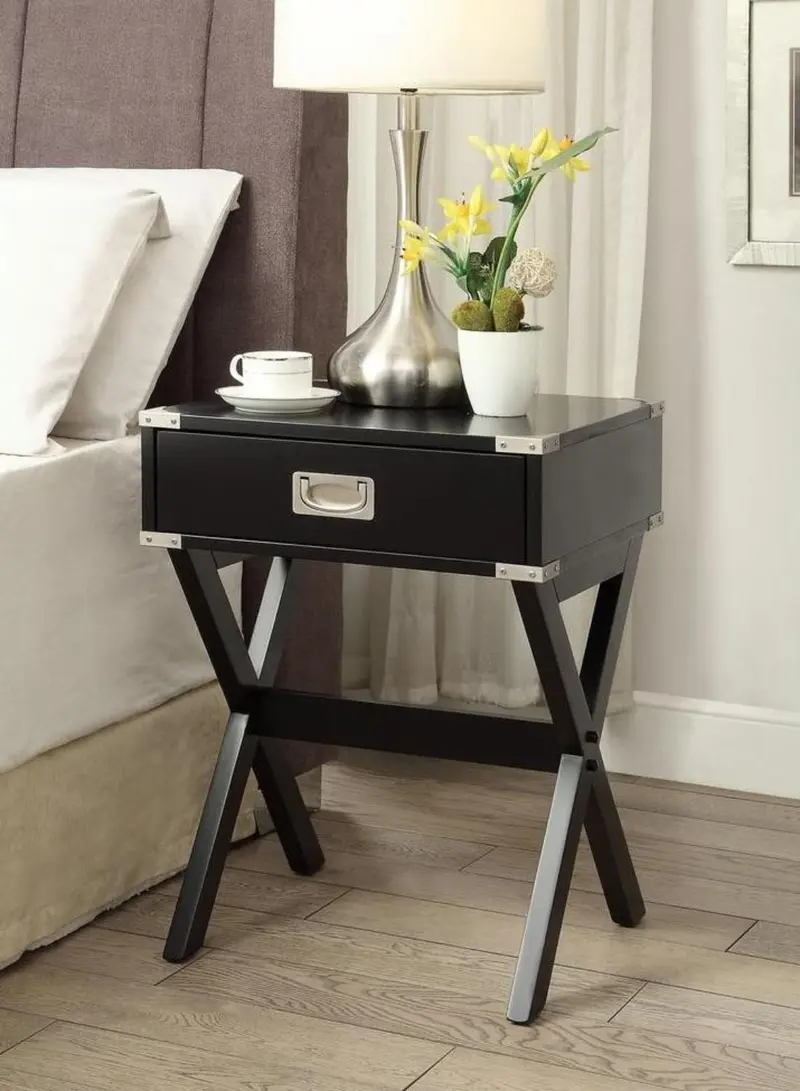 Black Solid Wooden & Metal Accent End Table By Homeroots