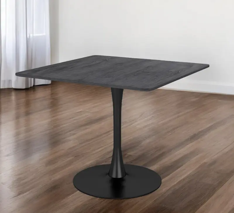 Black Square Steel Pedestal Base Dining Table By Homeroots