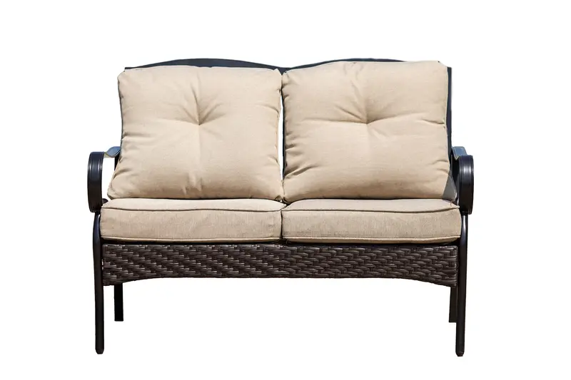 Black Steel Sofa with Beige Cushions By Homeroots - 374052