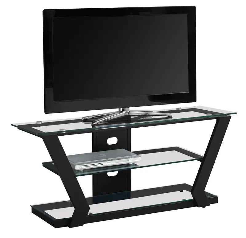 Black Tempered Glass Metal TV Stand By Homeroots