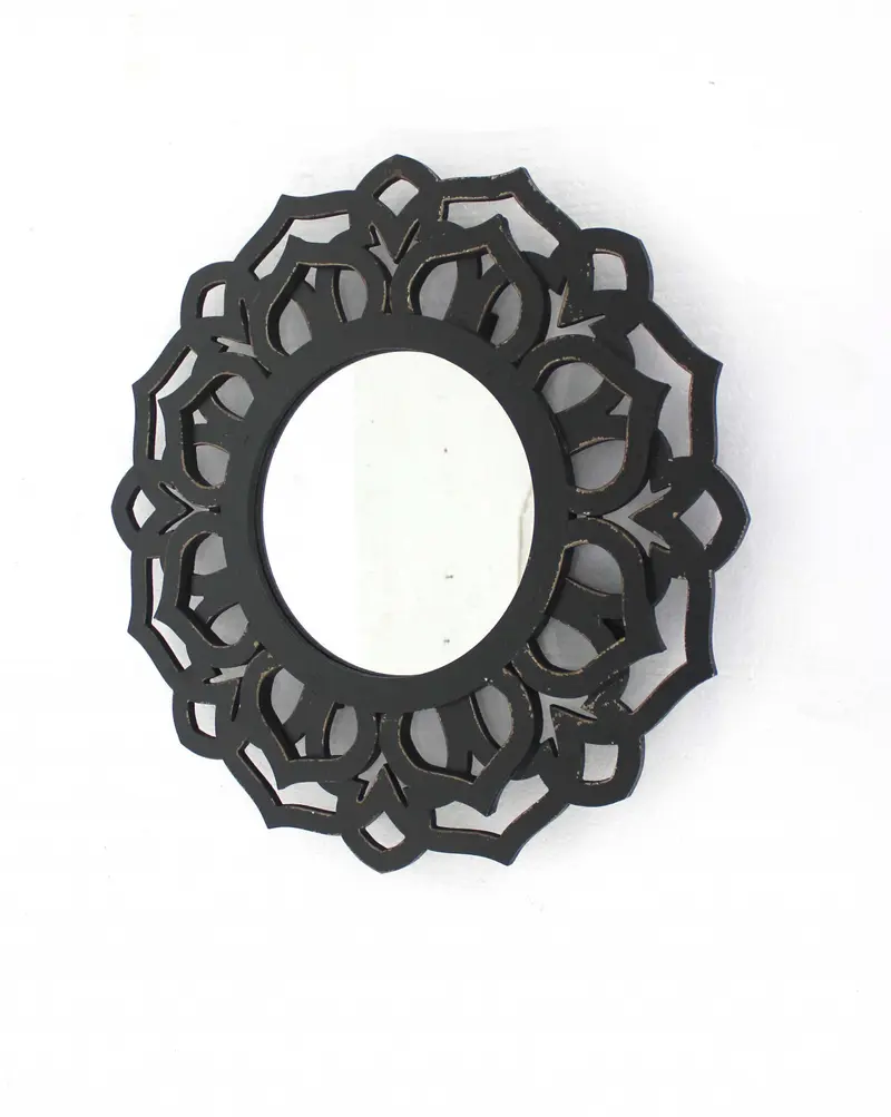 Black Traditional Lotus - Wall Mirror By Homeroots
