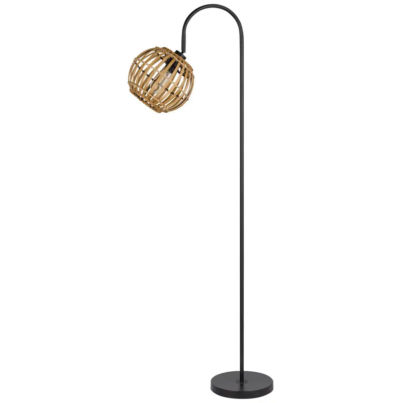 Black Traditional Shaped Floor Lamp With Brown Globe Shade By Homeroots