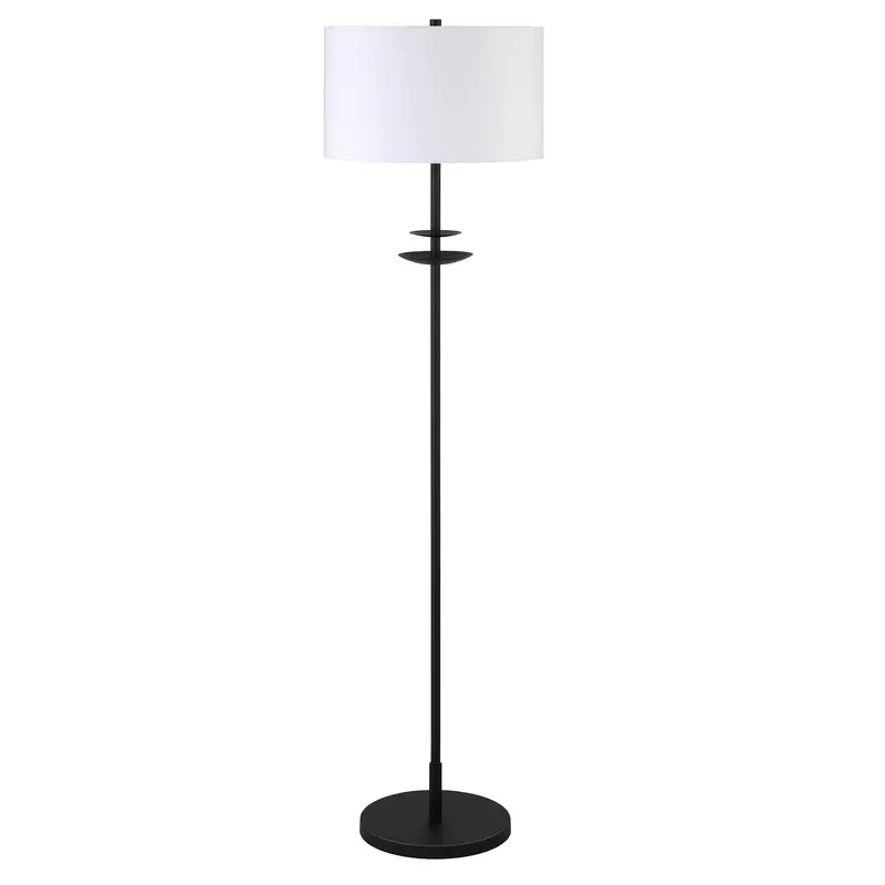 Black Traditional Shaped Floor Lamp With White Frosted Glass Drum Shade By Homeroots