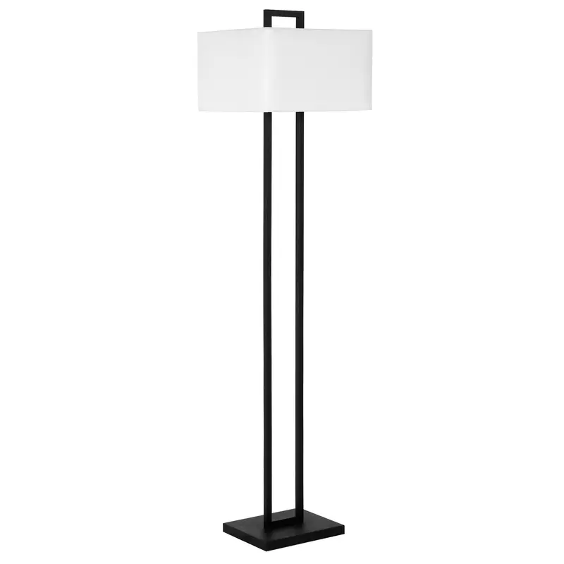 Black Traditional Shaped Floor Lamp With White Frosted Glass Rectangular Shade By Homeroots