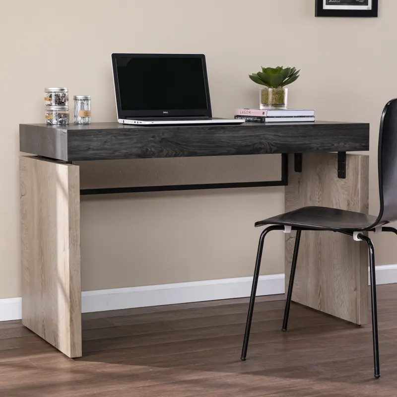 Black Wood and Iron Writing Desk By Homeroots