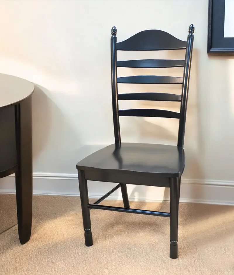Black Wood Ladder Back Dining Side Chair By Homeroots