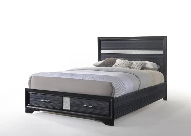 Black Wood Queen Bed Wstorage By Homeroots